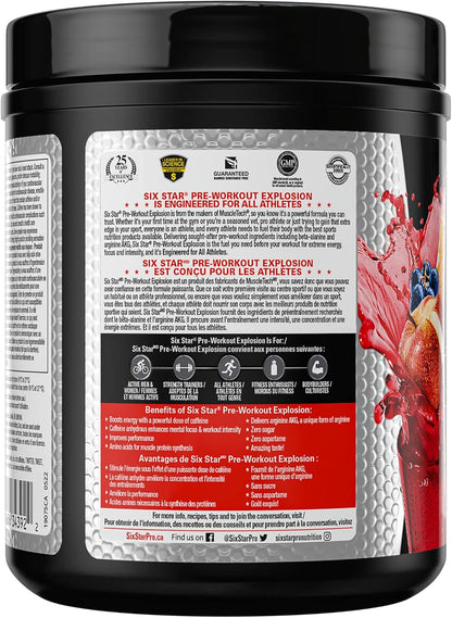 Whey Protein Powder + Creatine Monohydrate, 4 lbs & Six Star Preworkout Explosion, Pre Workout Powder for Men & Women with Creatine Monohydrate & Beta Alanine for Energy (30 Servings)