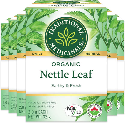Traditional Medicinals - Organic Nettle Leaf Herbal Tea (Pack of 6) - Sustainably Sourced Fair Wild Nettle - 96 Tea Bags Total