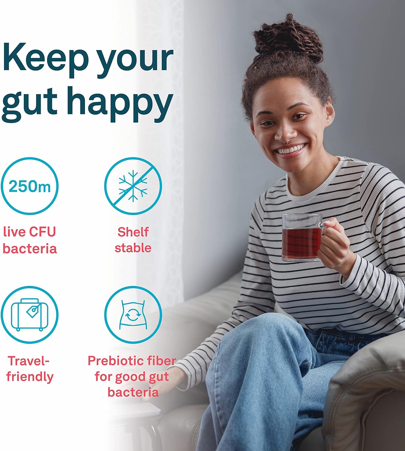 Organika 益生菌 + 益生元粉 - 改善腸道、消化系統和腸道健康，緩解脹氣和腹脹，保質期長，14 袋 x 3 克，方便攜帶