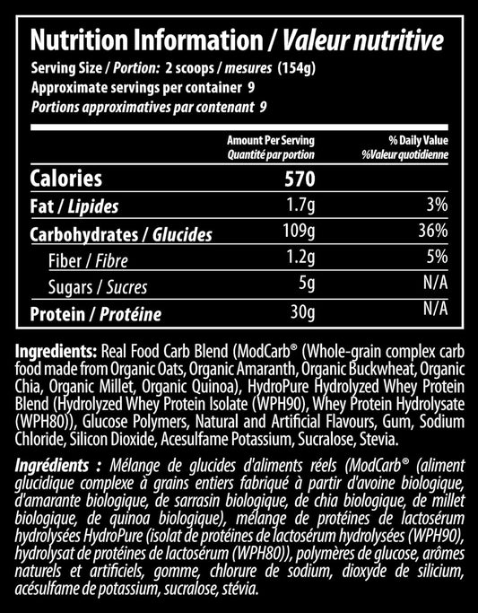 Hydromass Real Food Clean Gainer, Organic Carb Sources & Hydrolyzed Whey Protein Isolate, Peach Mango Smoothie, 3lbs