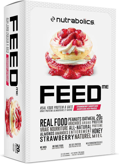 Nutrabolics Feed Bar, Strawberry Shortcake, Real Food Protein Bar, 12 Bars