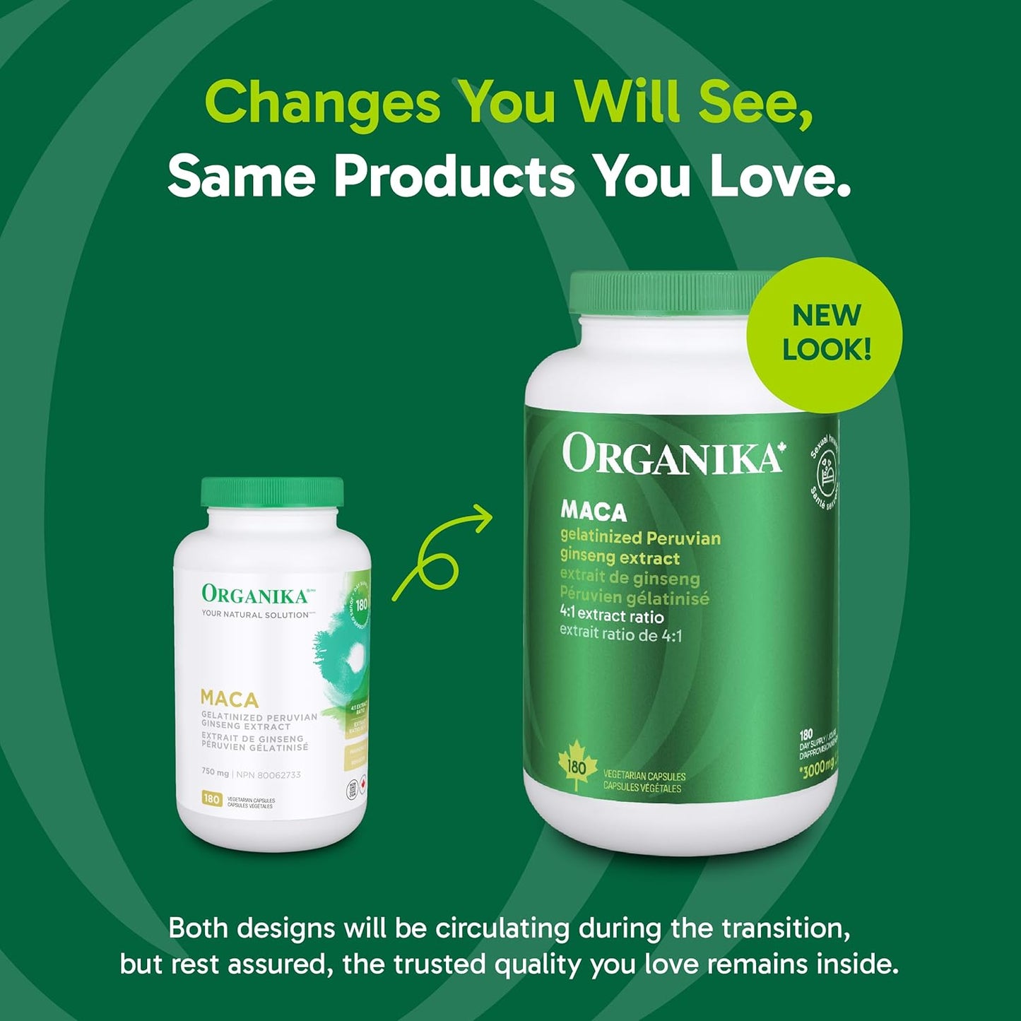 Organika 加拿大制造玛卡 4:1 强度 180 粒素食胶囊 - 3000 毫克 | 高生物利用度配方，适应原有助于缓解压力、平衡能量和荷尔蒙