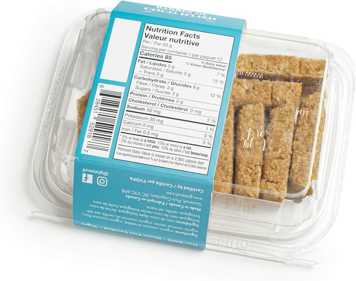 Glutenull Bakery Organic Coco D'Lish Bar - Raw, 240 Grams (Packaging may vary)