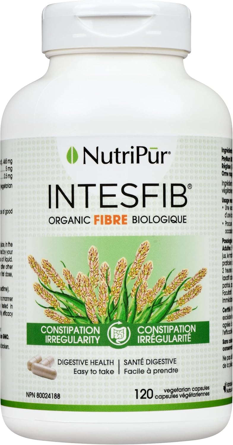 Nutripur IntesFib Organic Psyllium Fibre, 120 vegetarian capsules