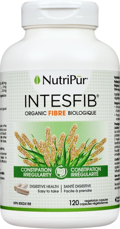Nutripur IntesFib Organic Psyllium Fibre, 120 vegetarian capsules
