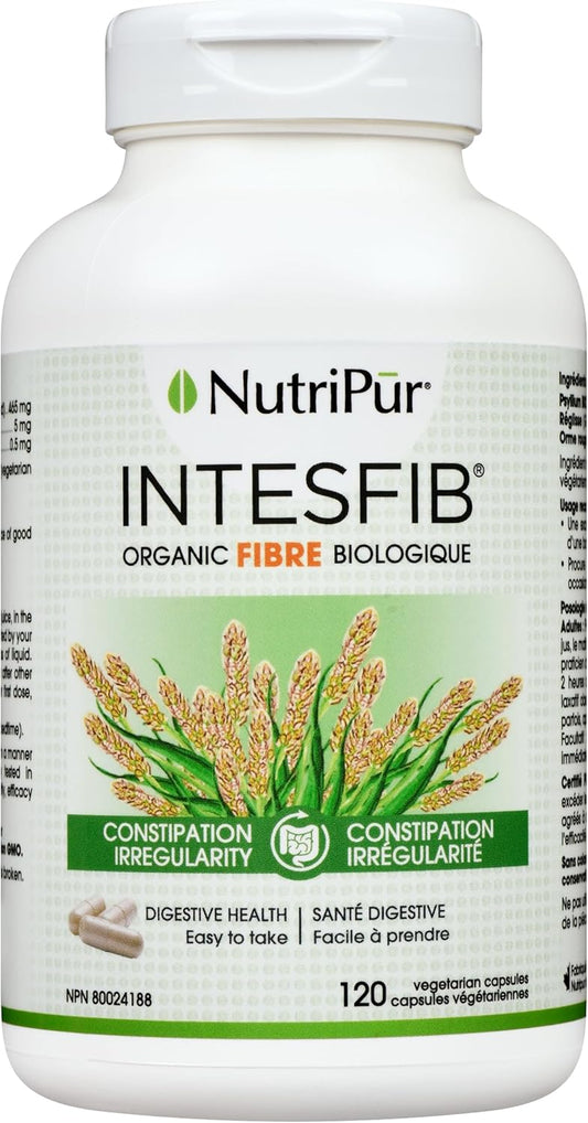 Nutripur IntesFib Organic Psyllium Fibre, 120 vegetarian capsules