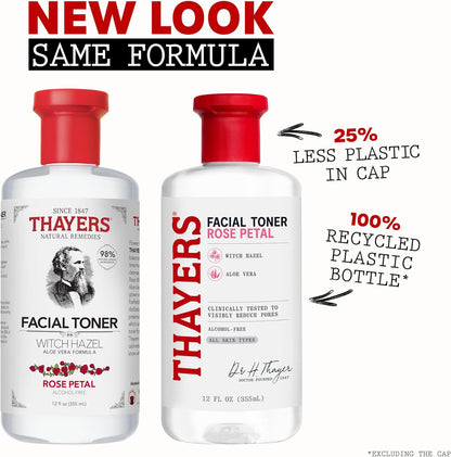 THAYERS Alcohol-Free Witch Hazel Rose Petal Face Toner Skin Care with Aloe Vera, Natural Gentle Facial Toner, for All Skin Types, Travel Format, 89mL