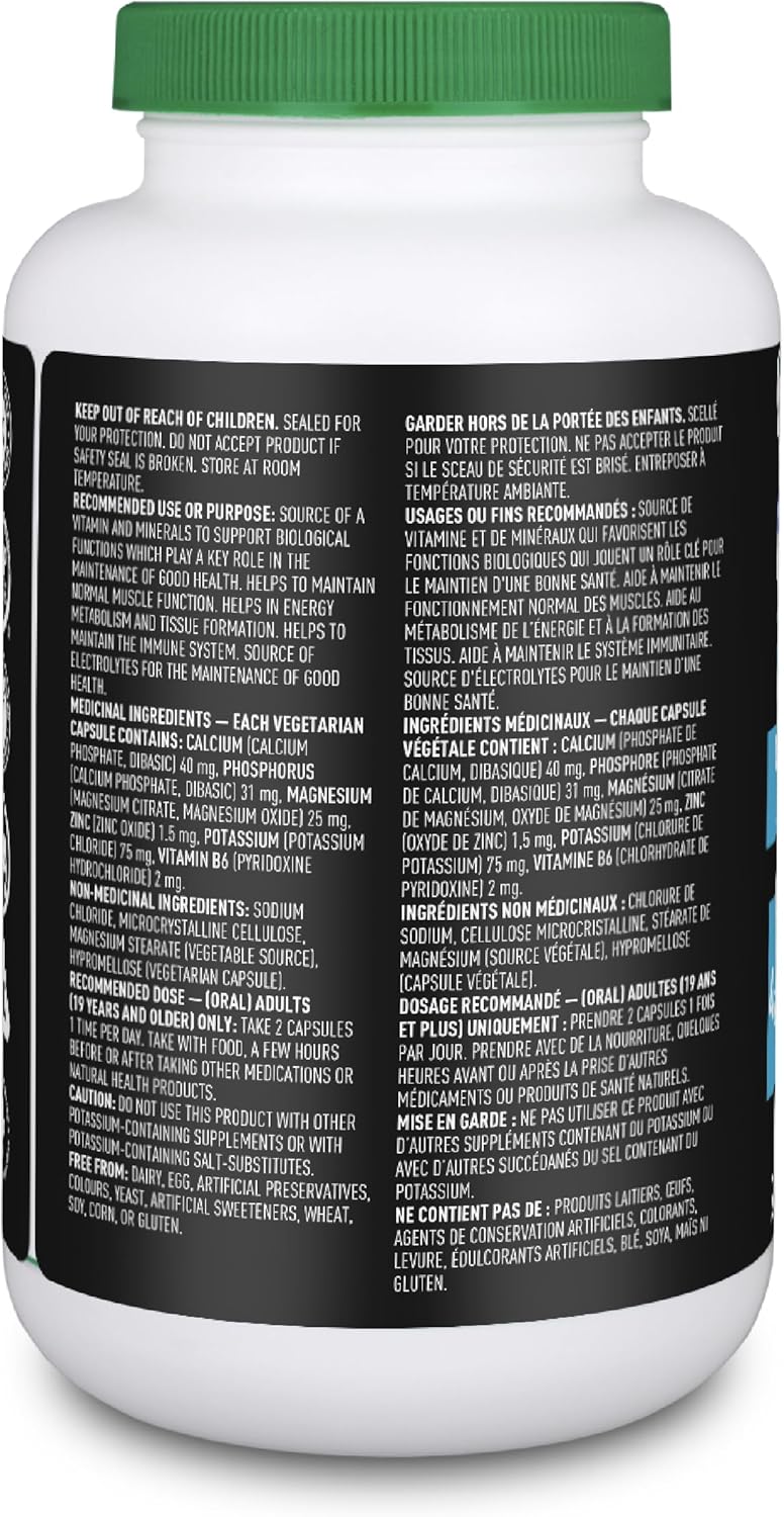 Electrolytes Boost Capsules - Healthy Hydration and Energy Boost, Infused with Zinc and Vitamin B6 for Enhanced Immunity and Muscle Function, BPA and Gluten Free - 200vcaps