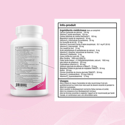 TheraNatal 核心孕前维生素和矿物质补充剂（90 天供应）| 女性孕前核心营养素