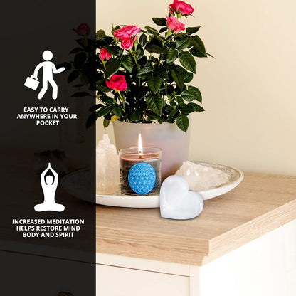 NORTHLANDZ 透石膏心忧掌石，高能量透石膏/缎纹石爱情掌石，用于清洁和保护，具有治愈和镇静作用