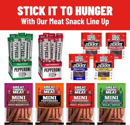 Mild Pepperoni Sticks Box 18 x 22g Caddy by Great Canadian Meat, Meat Snacks, Meat Sticks For Carnivores. Perfect For Snacking, Gluten Free, High In Protein
