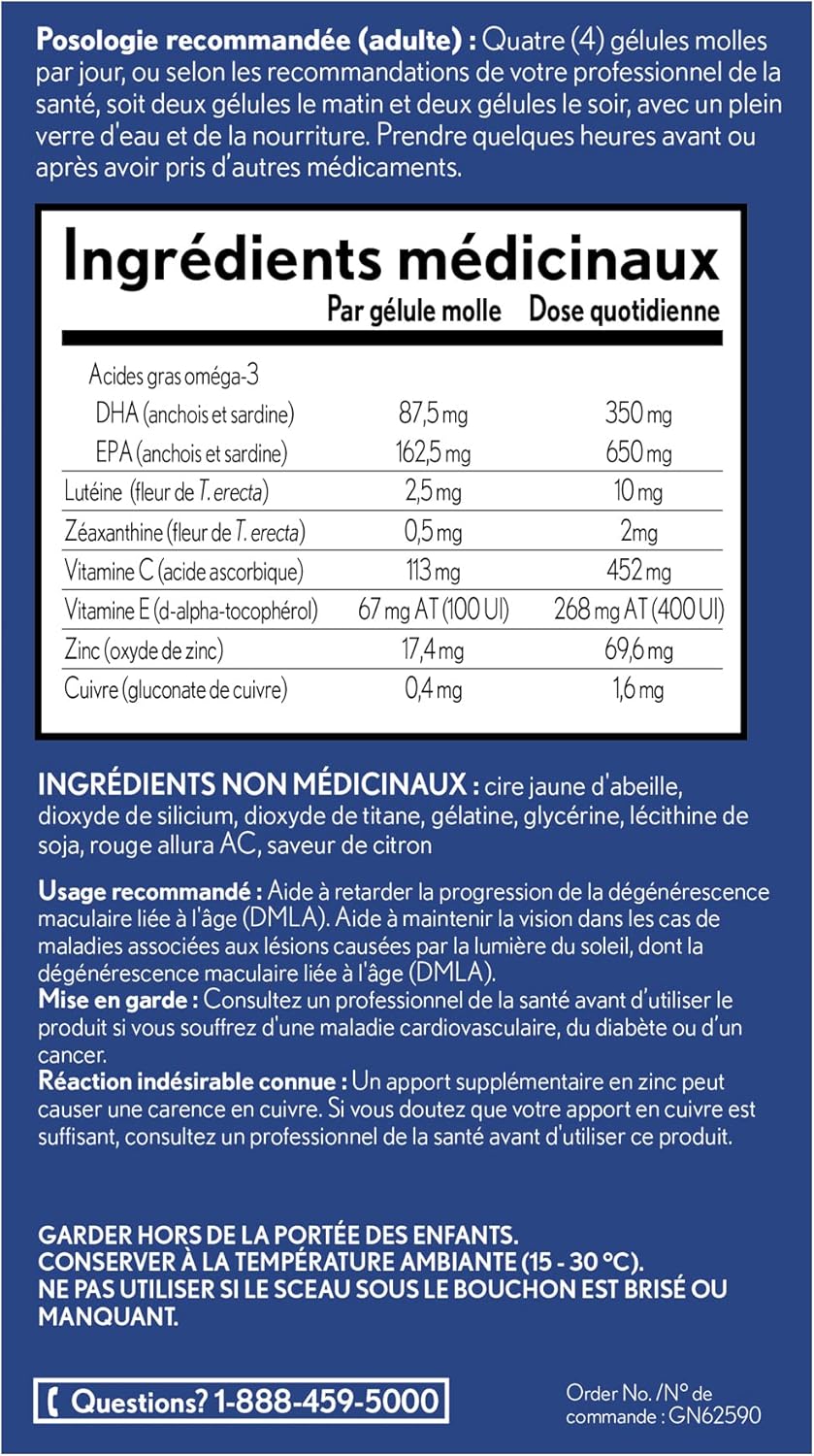 PreserVision Omega-3 眼部维生素和矿物质补充剂，含 Omega-3、叶黄素、维生素 C、玉米黄质、锌和维生素 E，120 粒软胶囊