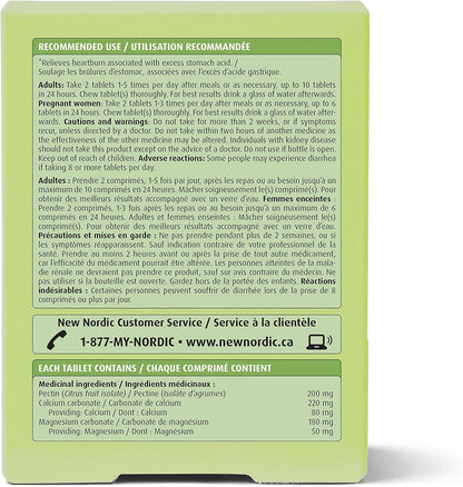 New Nordic Frutin 胃凝胶 - 无糖、素食咀嚼抗酸剂 - 支持缓解胃酸 - 采用柑橘果胶制成 - 48 片咀嚼片（2 包）
