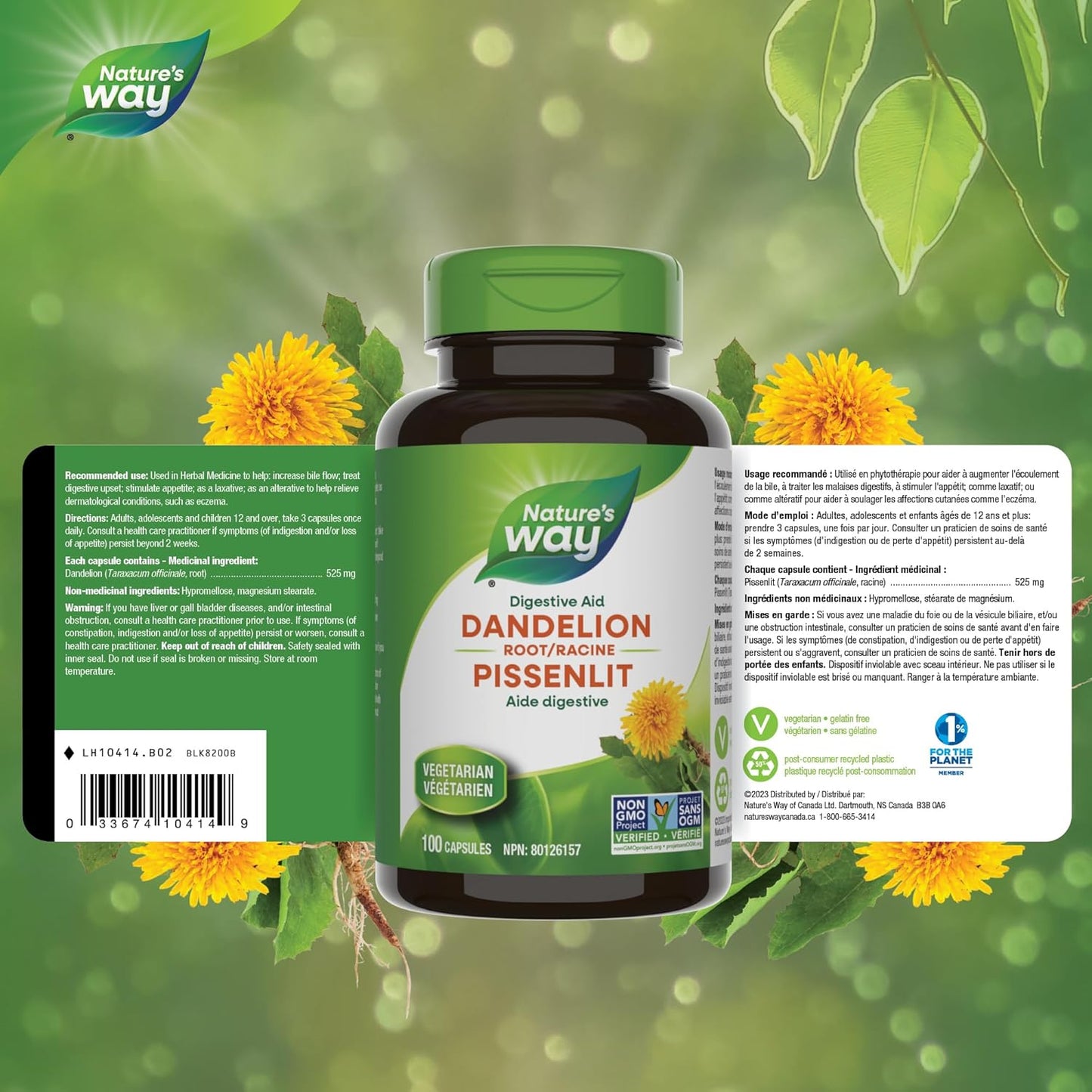 Nature's Way 蒲公英根消化补充剂 - 刺激食欲并增加胆汁流量 - 食欲刺激剂 - 非转基因认证 - 100 粒素食胶囊