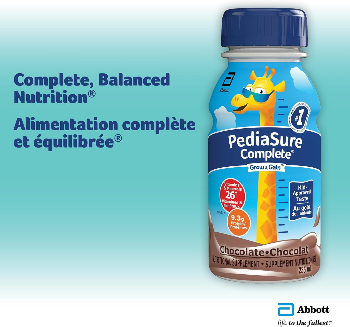 PediaSure Complete，營養補充劑，兒童營養奶昔，可作為早餐飲品，香草味，4 x 235 毫升瓶裝