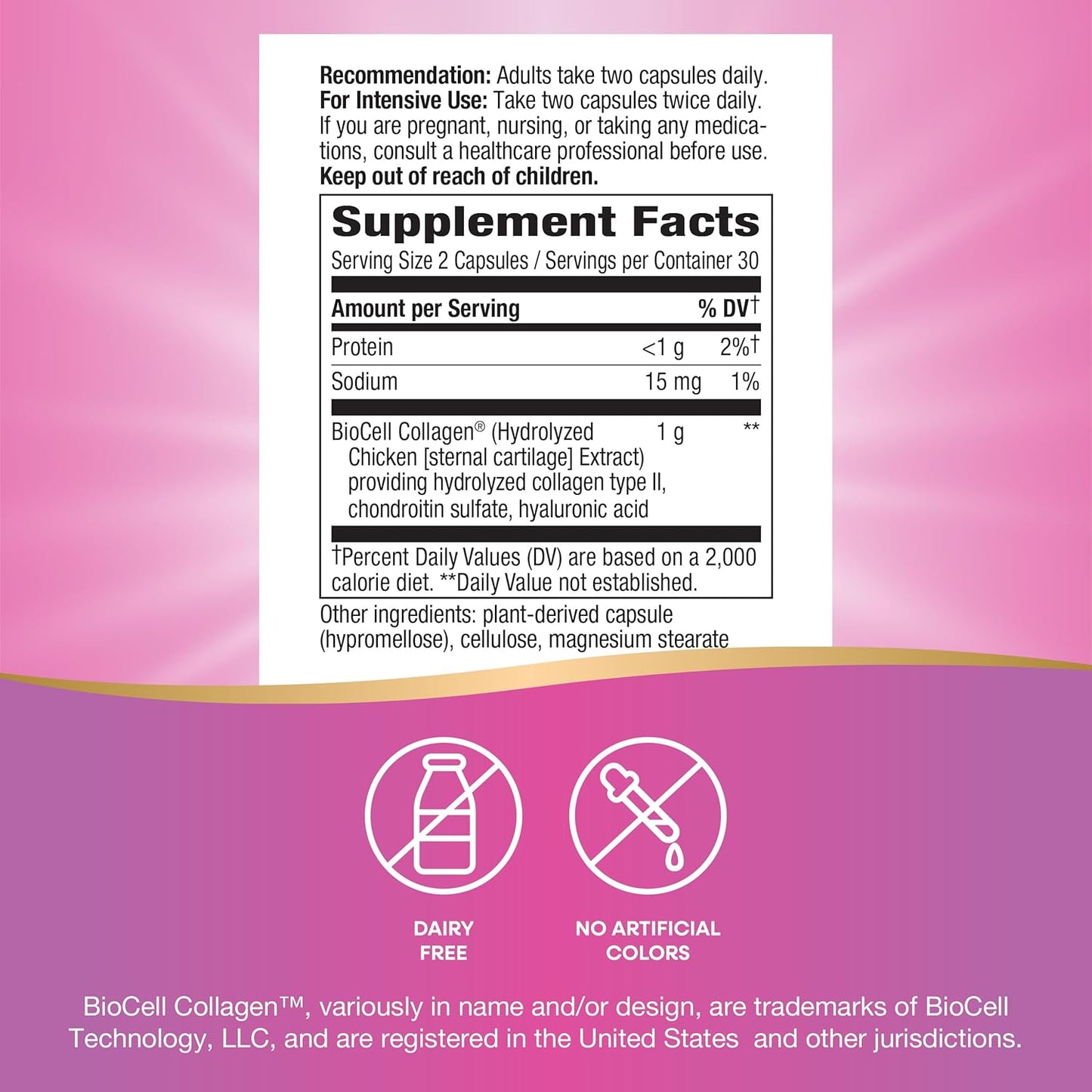 Nature's Way Hydraplenish - BioCell Collagen & Hyaluronic Acid Supplement – Reduce Wrinkles & Fine Lines – Healthy Skin – Osteoarthritis Joint Pain Relief - 60 Capsules