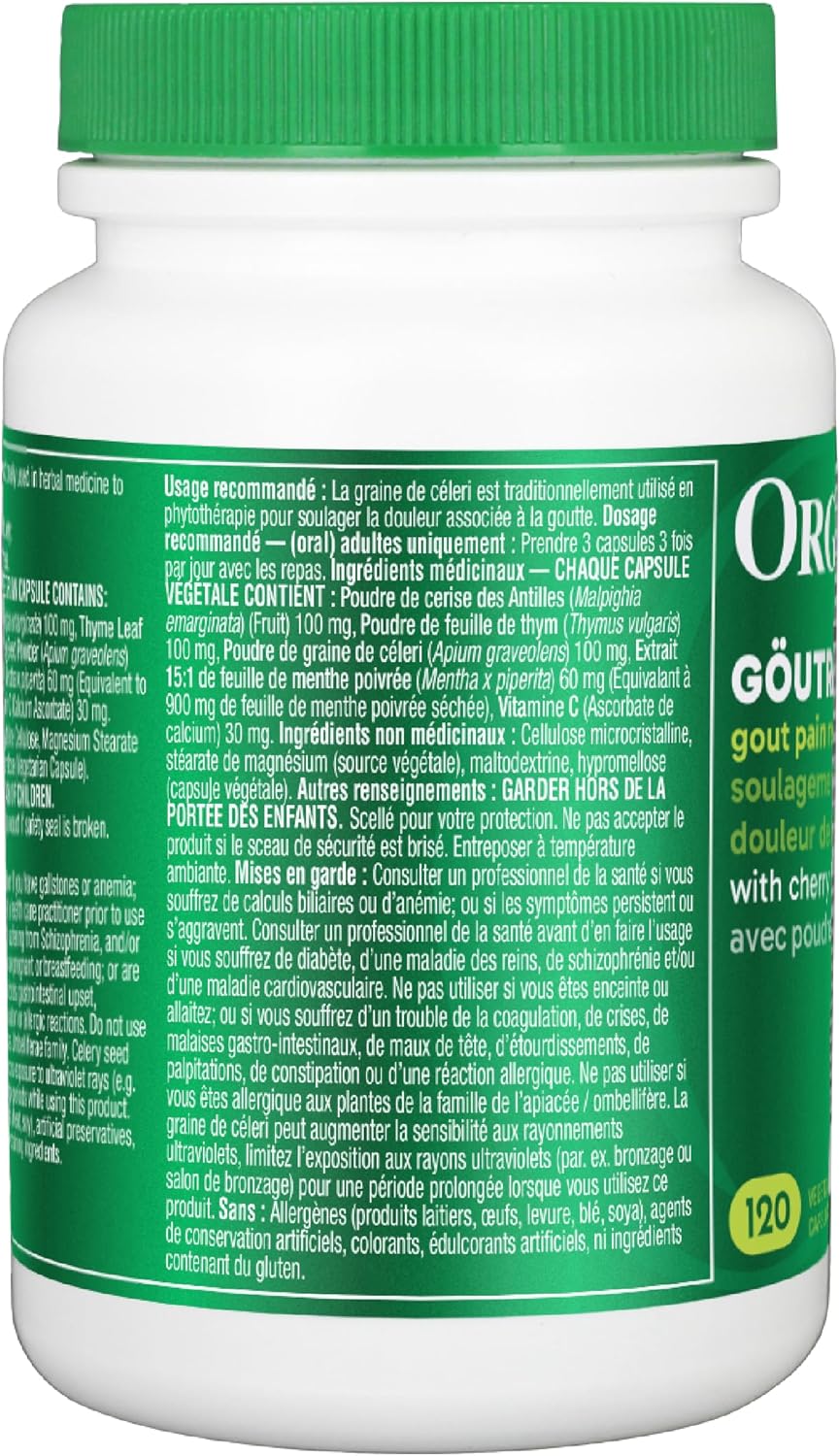 Organika Goutrin-痛风缓解配方，降低尿酸，利尿，120粒素食胶囊