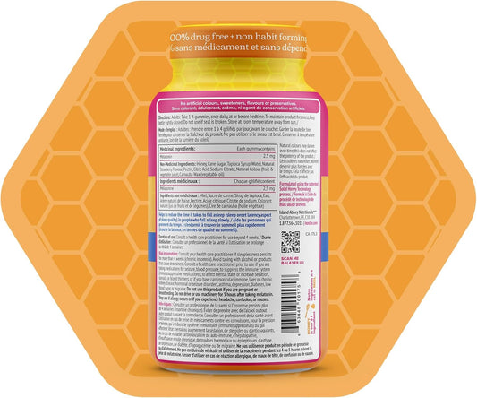 Honibe 褪黑素睡眠支持软糖 | 加拿大制造的蜂蜜软糖 | 夜间睡眠辅助 | 天然睡眠辅助剂，有助于缓解压力 | 褪黑素软糖有助于支持健康的睡眠辅助 | 睡眠软糖 | 70 粒软糖