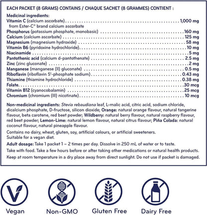 Sisu 能量提升，含酯化維生素 C、檸檬青檸味，24 小時免疫支持，維生素 C 飲料混合物，含活力 B 群維生素和電解質，30 個獨立包裝，純素、非基因改造、無麩質、無乳製品