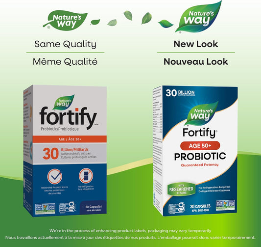 Nature's Way Fortify 50+ 益生菌，300 億活性益生菌培養物，支持胃腸道健康，無麩質認證，保質期長，30 粒膠囊