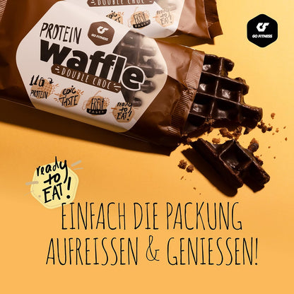 GoFitness Protein Waffle - Ready to Eat - Double Chocolate Flavour - 11g Protein - 12x50g (Pack of 12)