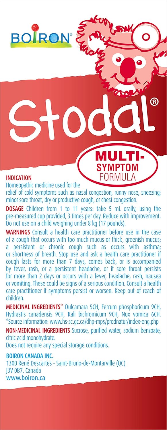 Boiron Stodal 儿童感冒咳嗽多症状糖浆，125毫升，顺势疗法药物