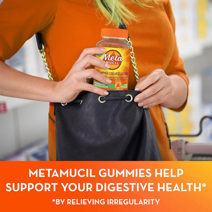 Metamucil, Daily Psyllium Husk Powder Supplement, Sugar-Free, 4-in-1 Fibre for Digestive Health & Fibre Supplement Gummies, No Sugar Added, Orange Flavour, Prebiotic, Plant-Based