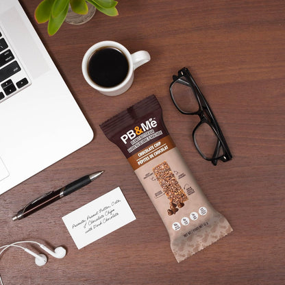 PB&Me Peanut Butter Protein Bars –Chocolate Chip, 10g Protein, Low Sugar, High Fiber, No Artificial Sweeteners or Preservatives, Meal Replacement, 5-Pack, Snack Bars for Work, Gym & Travel