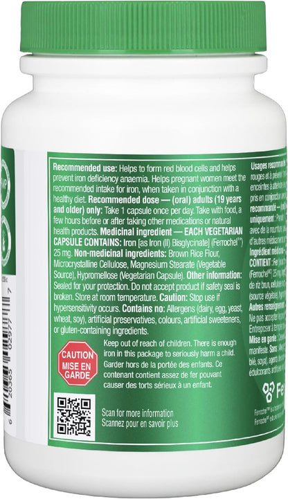 Organika 加拿大製造的絕對鐵 - 雙甘氨酸鐵 - 高利用率，溫和不傷胃，提高鐵含量 - 有益於女性和素食者 - 120 粒膠囊