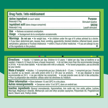 Dulcolax 比沙可啶片，5 毫克刺激性泻药，用于缓解偶尔便秘，适用于成人、6 岁以上儿童和哺乳期妇女的泻药和便秘缓解，10 片