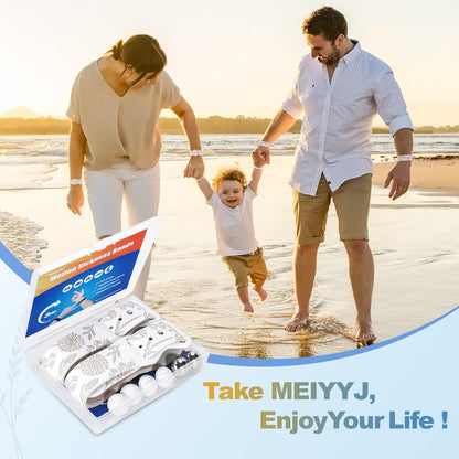 MEIYYJ 暈動病手環，防噁心自然緩解腕帶，可調節指壓噁心腕帶，適用於旅行時緩解噁心、頭痛、失眠、焦慮、晨吐 - 白色/星光色…