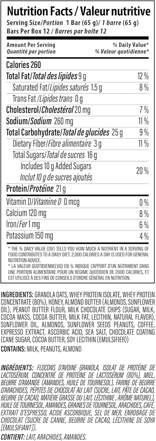 Nutrabolics Feed Bar，摩卡拿铁咖啡，真正的食物蛋白棒，12 条