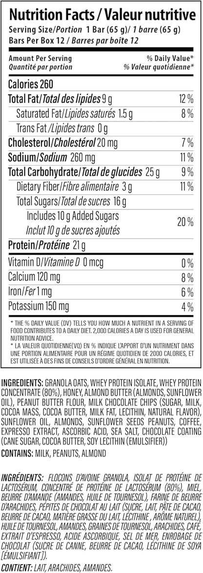 Nutrabolics Feed Bar，摩卡拿铁咖啡，真正的食物蛋白棒，12 条
