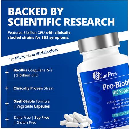 CanPrev Pro-Biotik IBS 支持，30 粒素食胶囊，30 天用量 - 男女益生菌 - 20 亿活性细胞，支持消化 - 舒适消化和平衡肠道菌群 - 缓解腹胀和胀气