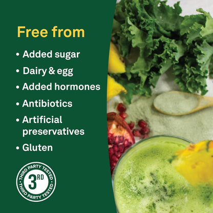 Organika Canadian-Made Power Greens with Enhanced Collagen - 16 Superfoods - Organic Fruits and Vegetables Nutrient Rich Powder Pineapple Punch Flavor with Essential Proteins and Probiotics - 220g