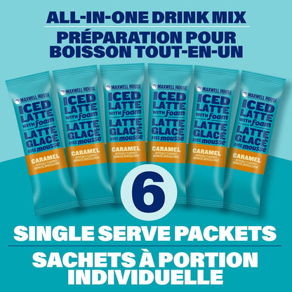 麦斯威尔焦糖冰拿铁泡沫饮料粉，165克，6包