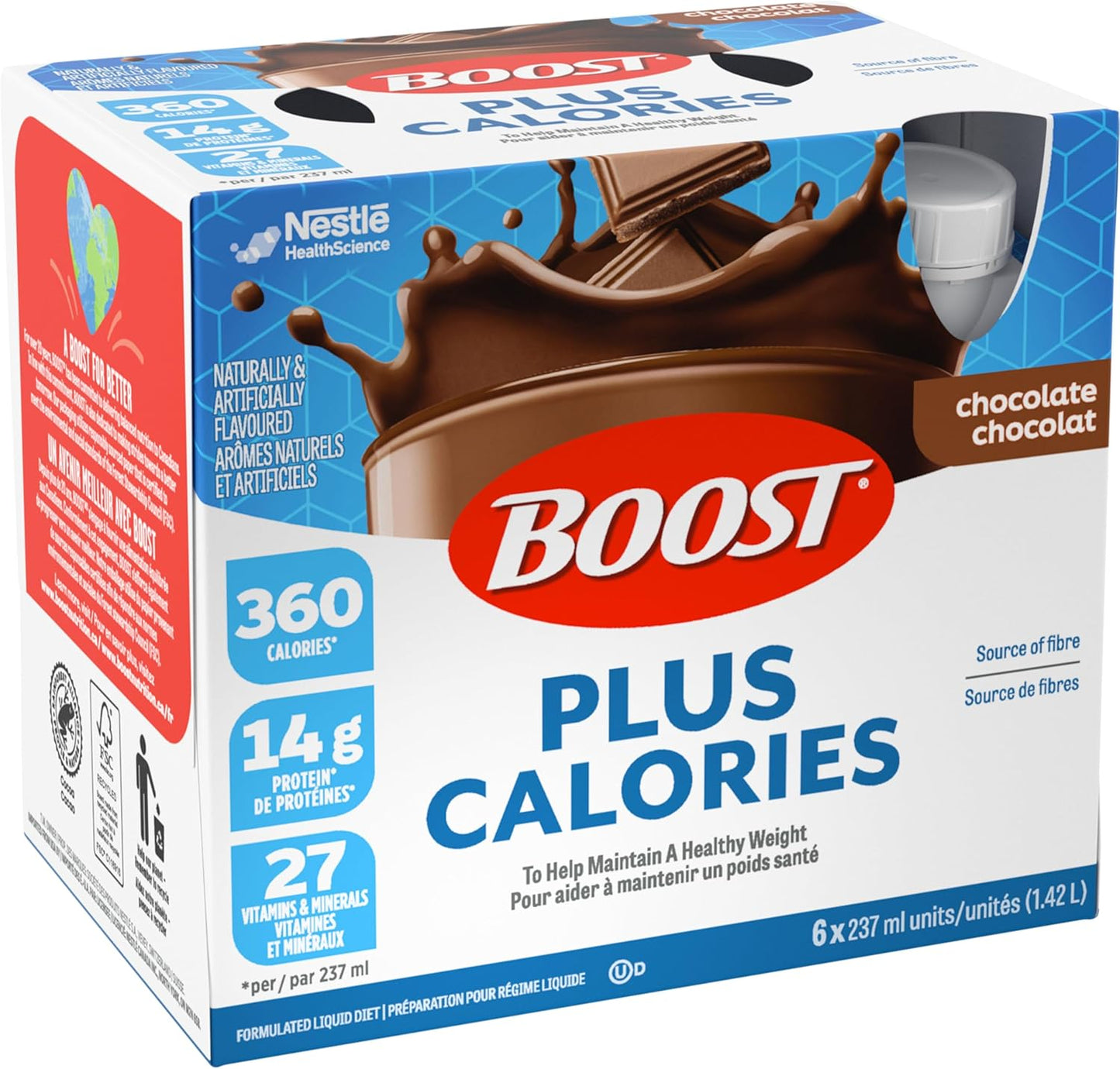 BOOST PLUS 全营养饮料 - 巧克力味，24 瓶，6.2 公斤