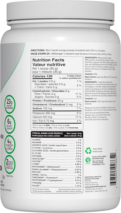 Garden of Life Sport Certified Grass Fed Whey, Chocolate, 690g Rigorously tested, NSF Certified for Sport and Informed Choice certifications. 23g of Complete Protein with 6g BCAAs
