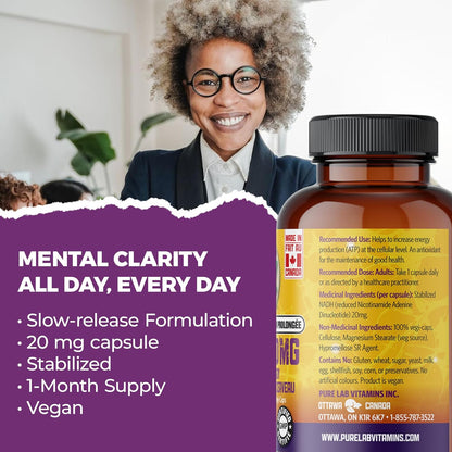 Pure Lab Vitamins Slow Release NADH 20 mg - 30 Vegi-Caps