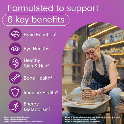 One A Day 女士 50 歲以上複合維生素軟糖 - 高級複合維生素軟糖，支持大腦功能和免疫力，富含維生素和礦物質，適合 50 歲以上女性，130 粒軟糖