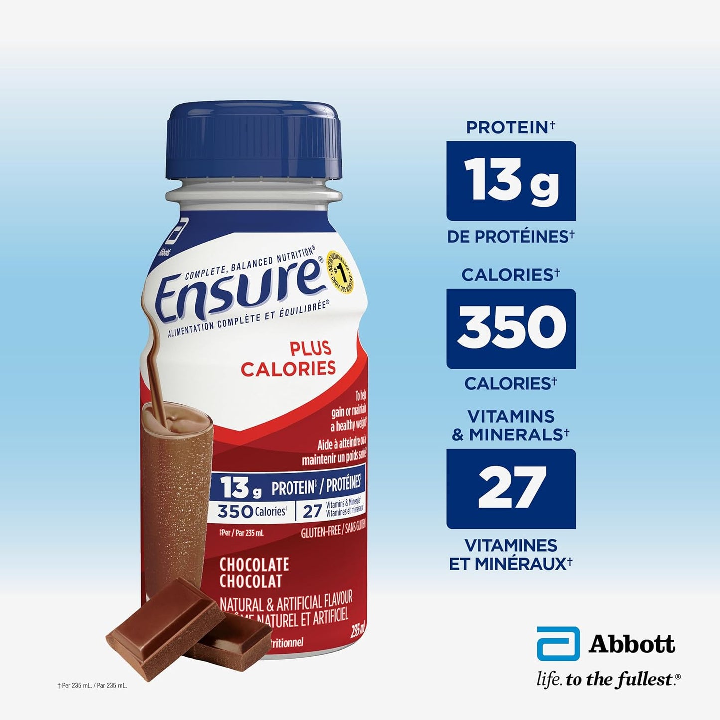 Ensure Plus Calories，營養補充品奶昔超值裝，幫助健康增重或維持體重，巧克力味，24 x 235 毫升瓶裝
