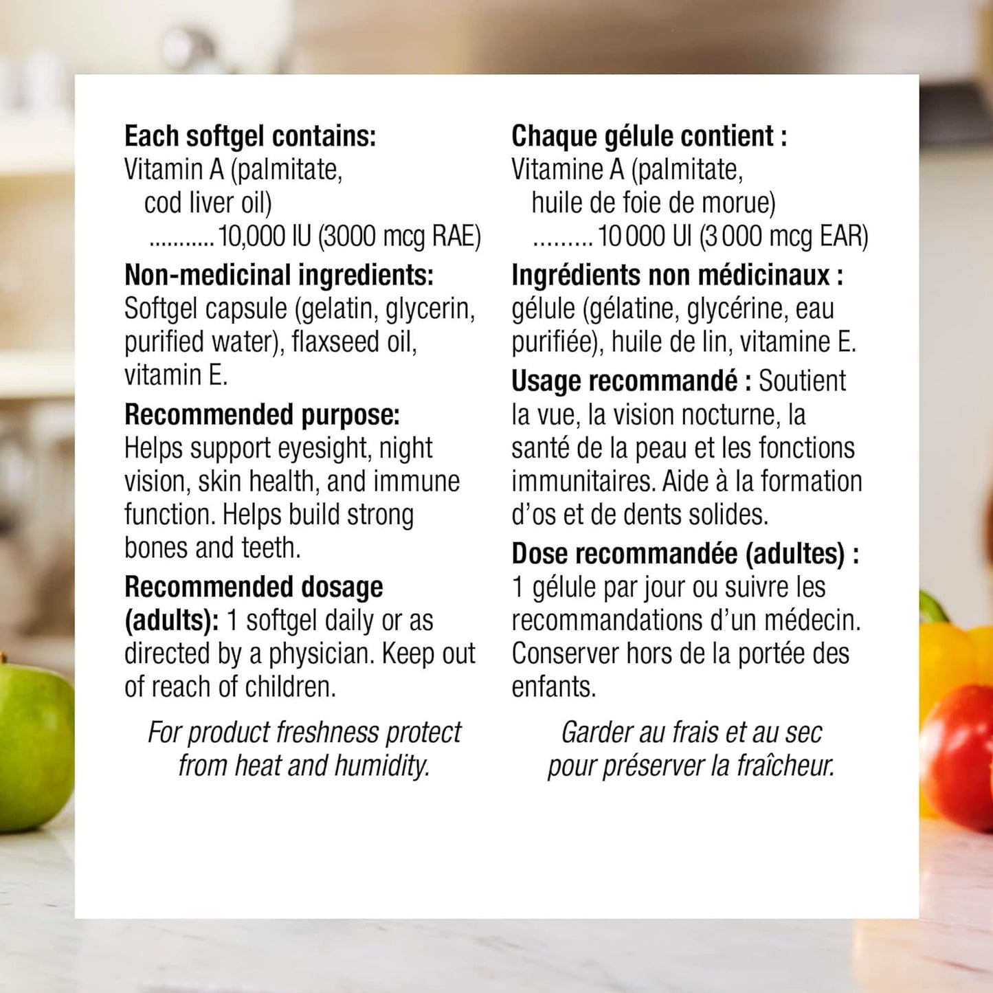 Webber Naturals 维生素 A 10,000 IU，110 粒软胶囊，有助于维持眼部和皮肤健康