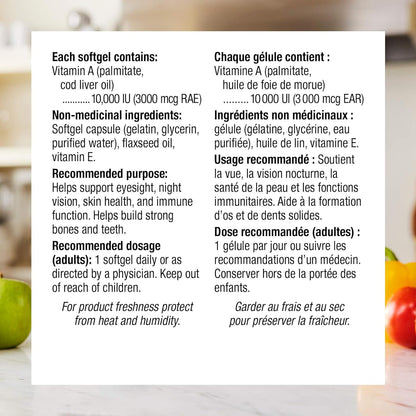 Webber Naturals 维生素 A 10,000 IU，110 粒软胶囊，有助于维持眼部和皮肤健康