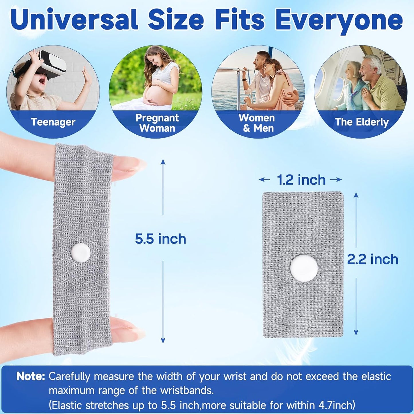 LYJEE 成人暈車緩解腕帶、懷孕緩解晨吐腕帶、暈車暈船緩解指壓腕帶