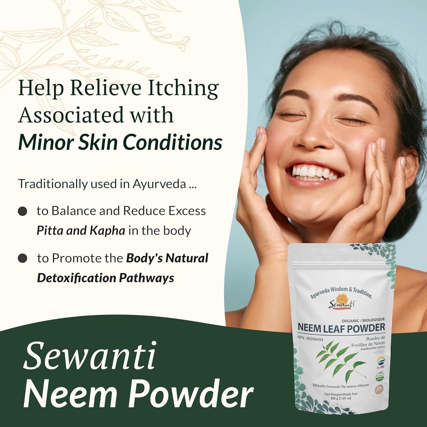 有机印楝叶粉 NPN 80096494/ 促进皮肤和肠道健康/ 200克