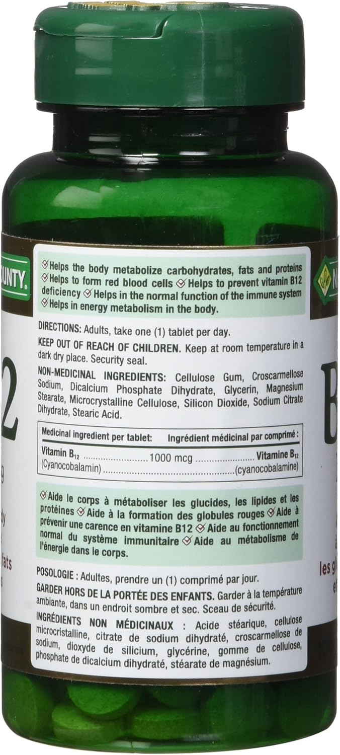 Nature's Bounty 维生素 D3（1000IU，500 粒软胶囊）和维生素 B12（1000mcg，100 片）套装