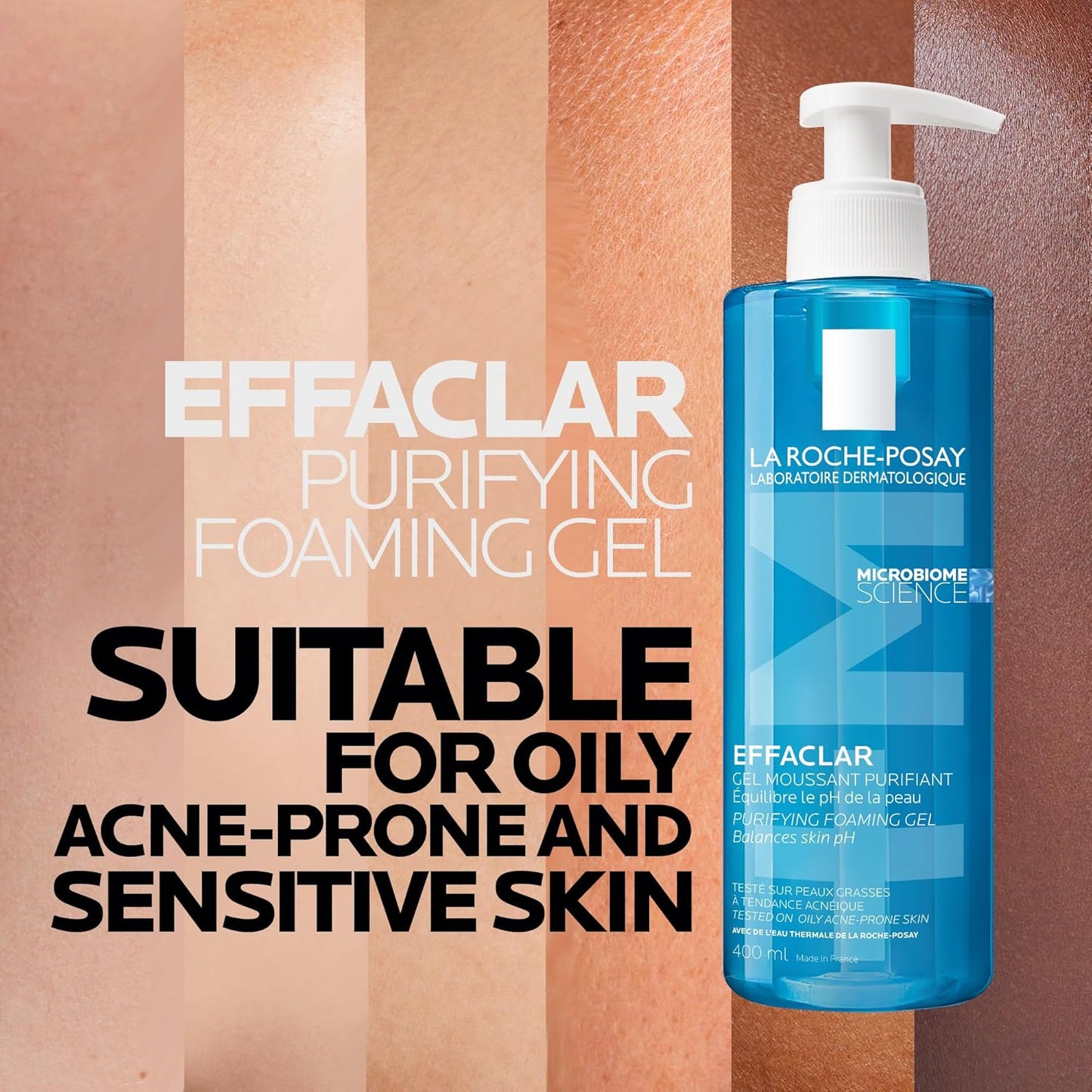 La Roche-Posay Face Wash Gel Cleanser, Effaclar Gentle Purifying Foaming Gel for Oily and Sensitive Acne-Prone Skin & Acne Lotion BUNDLE. Soap-Free, Paraben-free, Non-Comedogenic