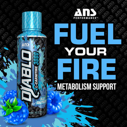 ANS Performance Diablo 肉碱 3000（473 毫升，16 盎司）- 肌肉恢复支持 - 每 15 毫升含 3000 毫升左旋肉碱，价值翻倍 - 美味口味（蓝树莓）