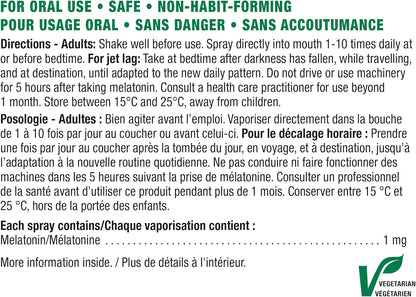 Jamieson 褪黑素 1 毫克睡眠噴霧，天然薄荷味，適用於旅行和時差反應，改善睡眠質量，延長睡眠時間，並幫助重置睡眠-覺醒週期。非基因改造、無麩質、無人工香料、無色素…