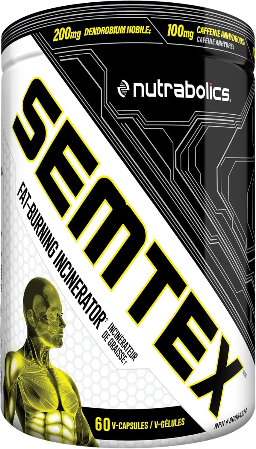 NUTRABOLICS Semtex 60 粒胶囊 - 减肥补充剂和能量增强剂，强效燃脂配方，产热运动前补充剂，